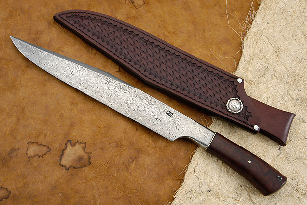 Integral Damascus Bowie with Ironwood