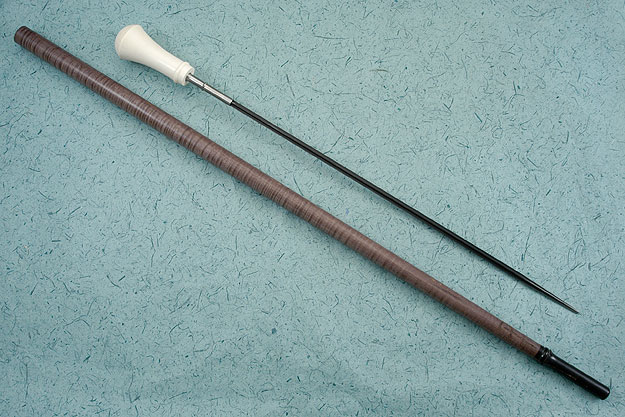 Fiddleback Maple and Mammoth Ivory Sword Cane