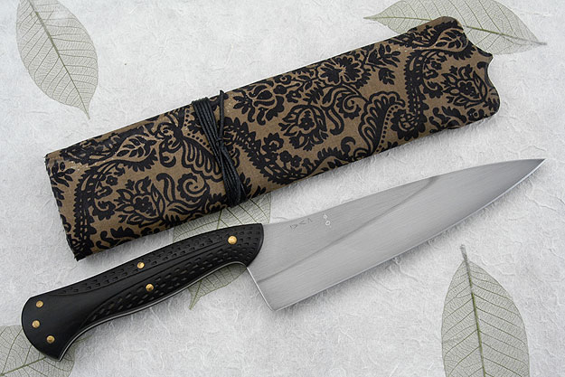 Chef's Knife with Carved African Blackwood (Honyaki) - 7-1/4 in.