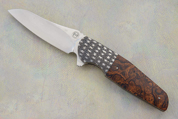 M38 Flippper with Mosaic Damascus and Ironwood (IKBS)