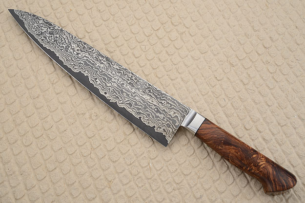 Chef's Knife (Gyuto) with Stainless Damascus San Mai and Rosewood (9-3/4