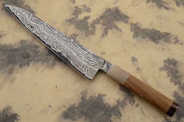 Chef's Knife (Gyuto) with Damascus San Mai and Enju Wood (7-1/2 in)