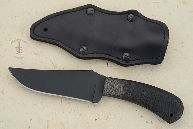 Belt Knife with Black Micarta, Tribal Markings (52100)