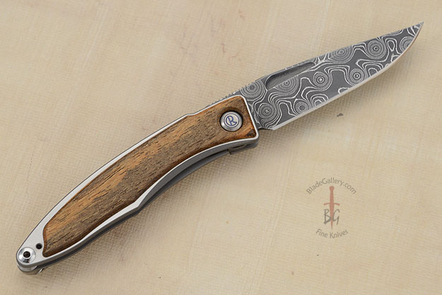 Mnandi with Bocote and Raindrop Damascus, Left Handed