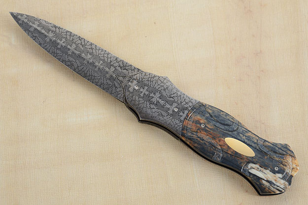Model II Folding Dagger with Mosaic Damascus and Walrus Ivory<br><i>Best of Show - ABS Knife Exposition, 2014</i>