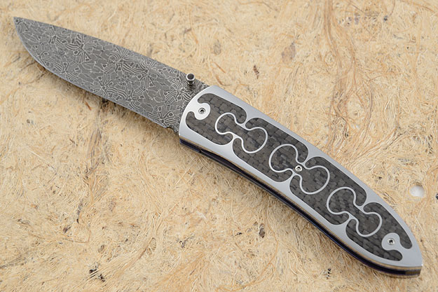 M3 Puzzle Piece Interframe Folder with Damascus and Carbon Fiber