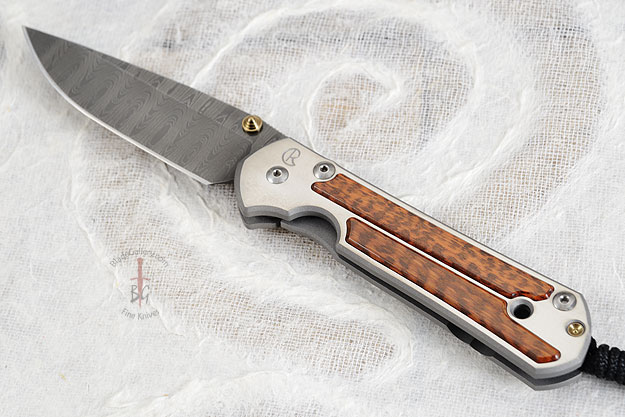Large Sebenza 21 with Snakewood and Stainless Laddered Damascus