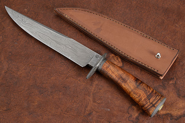Damascus Bowie with Curly Koa