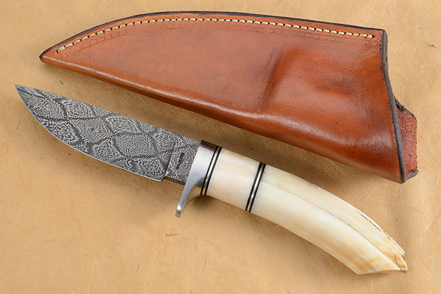 Hippo Tooth Damascus Hunter with Snowflake Mosaic Damascus