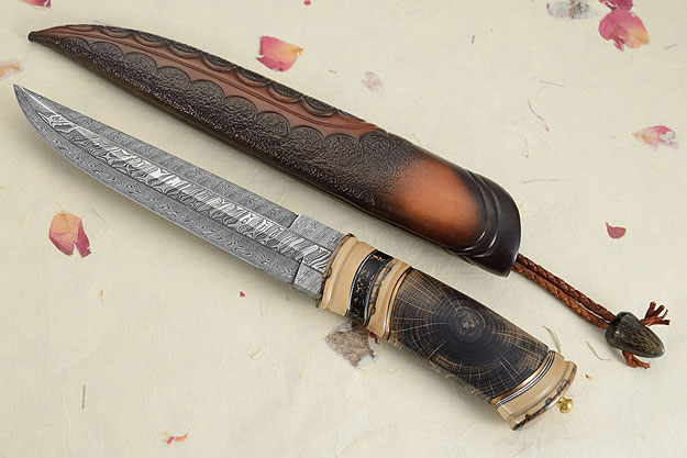Swedish Bowie with Cross Cut Oak and Mammoth Ivory