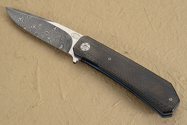 LL12 Flipper with Damascus and Carbon Fiber (IKBS)