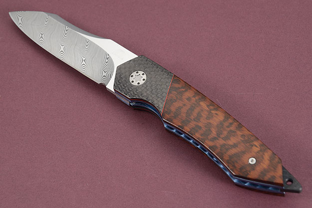 Tactical Liner Lock with Damascus, Carbon Fiber, Snakewood and MoonGlow II (IKBS)