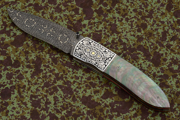 Engraved M3 Folder with Black Lip Mother of Pearl