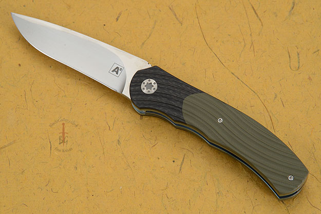 A1 Front Flipper with OD Green G10 and Black Carbon Fiber (IKBS)