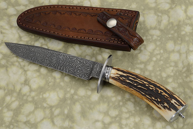 Spiderweb Damascus Fighter with Stag