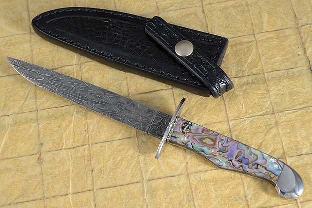 Spiderweb Damascus Fighter with Abalone