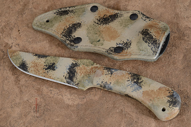 Belt Knife with Micarta and Multi-Camo KG Finish
