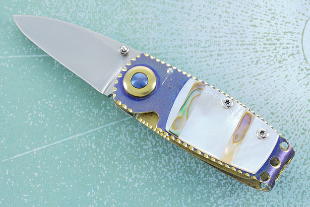 Money Clip Knife with Titanium and Mother of Pearl