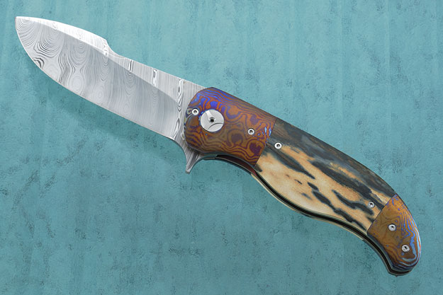 LL-AA Flipper with Damascus and Mammoth Ivory