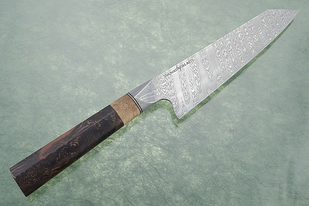 Chef's Knife - Kiritsuke Gyuto - (7-1/8 in) with Turning Tides Pattern Mosaic Damascus and Sycamore Burl