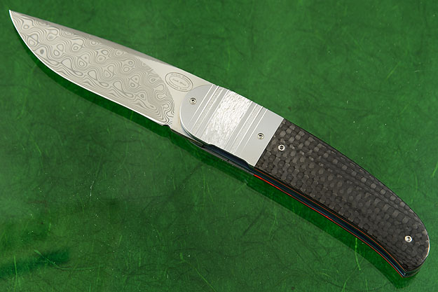 LL06 Front Flipper with Twist Damasteel and Carbon Fiber