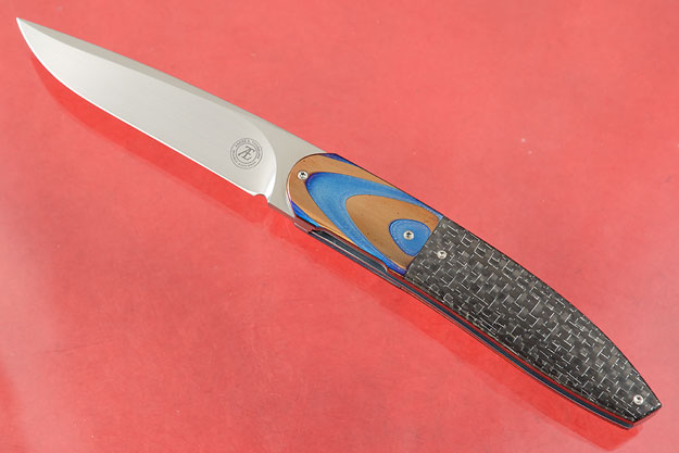 L28M Front Flipper with Silver Strike Carbon Fiber and Titanium/Stainless Damascus (IKBS)
