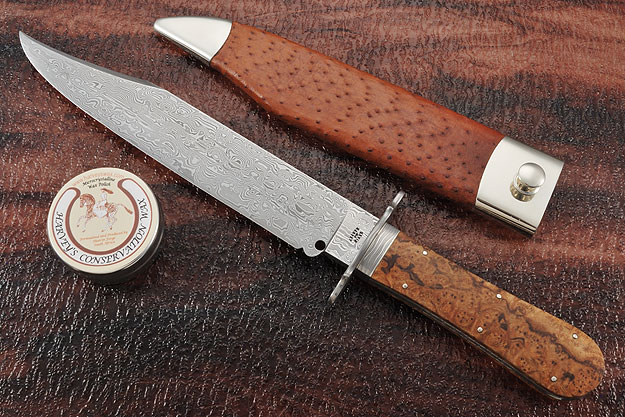 Damascus Bowie with Vitex Burl