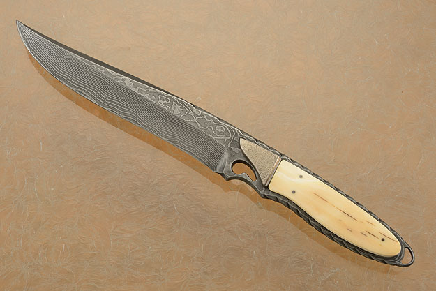 Carved Damascus Fighter with Mammoth Ivory