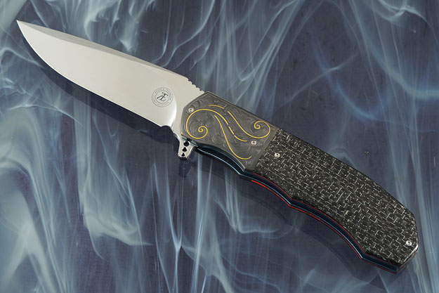 L44 Flipper with Silver Strike Carbon Fiber and Engraved Zirconium (Ceramic IKBS)