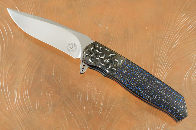 L36M Flipper with Blue/Silver Carbon Fiber, Engraved Zirconium, and Silver Inlay (Ceramic IKBS)