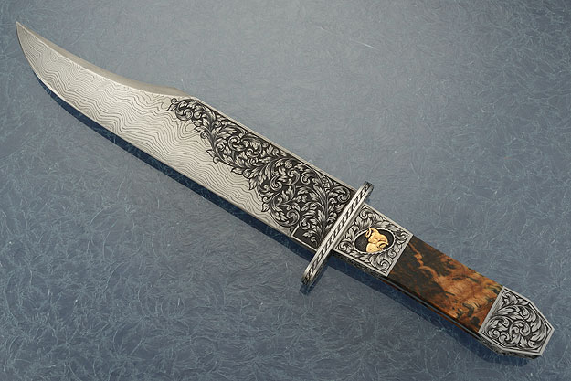 Engraved Damascus Iron Mistress Bowie