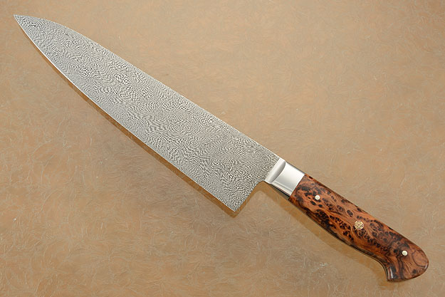 Chef's Knife (Gyuto) with Alpine Fir Burl and Mosaic Damascus (9-3/4 in.)