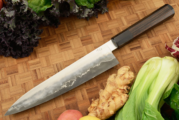 Chef's Knife (Gyuto) with San Mai Traditional Macassar Ebony Handle (7-3/4
