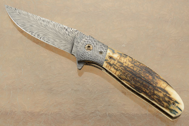 Bingalor with Mammoth Bark and Feather Pattern Damascus