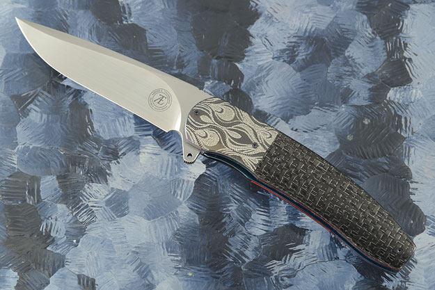L54 Flipper with Silver Strike Carbon Fiber and Engraved Zirconium (IKBS)