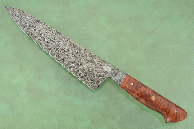 Chef Knife (Gyuto) with Red Mallee Burl and Mosaic Damascus (9-1/2 in.)