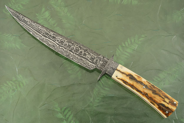 Damascus Bowie with Mammoth Ivory