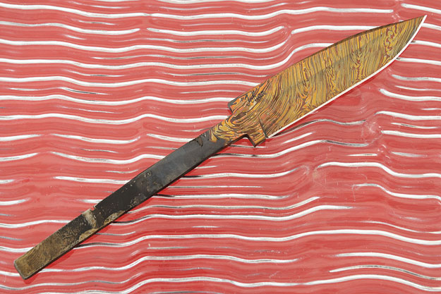 Heat Colored Twist Pattern Damascus Blade