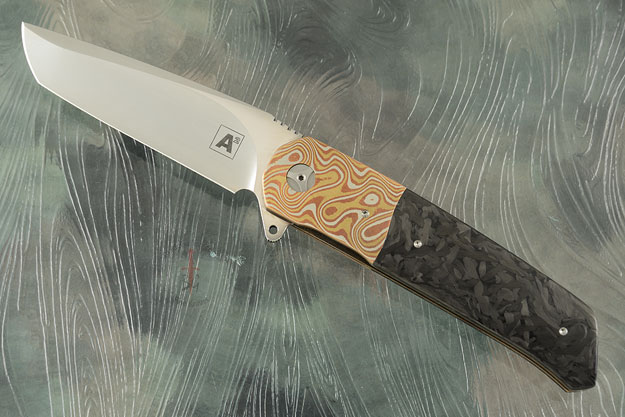 A7 Tanto Flipper with Mokume and Marbled Carbon Fiber (Ceramic IKBS)
