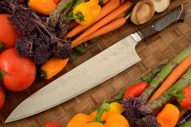 Chef's Knife - Gyuto - (10.4 in) with Stainless Damascus and Maple Burl
