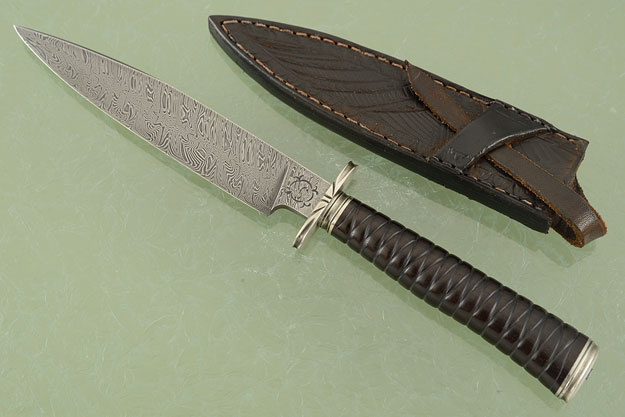 Damascus Utility with Carved African Blackwood