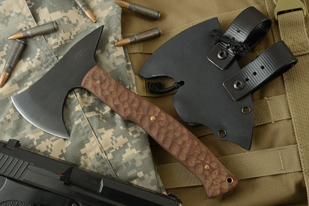 Tactical Compact Hawk with Sculpted Brown Micarta