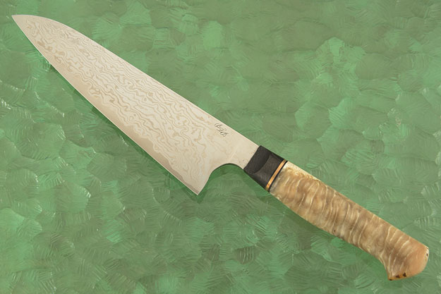 Chef's Knife with Damascus San Mai and Muskox Horn (7-1/4