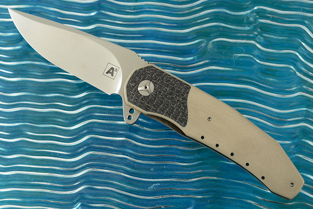 A3 Interframe Flipper with Desert Tan G10 and Silver Strike Carbon Fiber (Double Row IKBS)