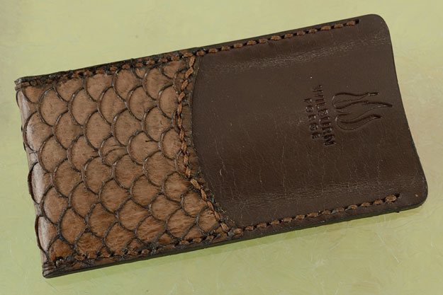 Folding Knife Pouch - Brown Tilapia Leather
