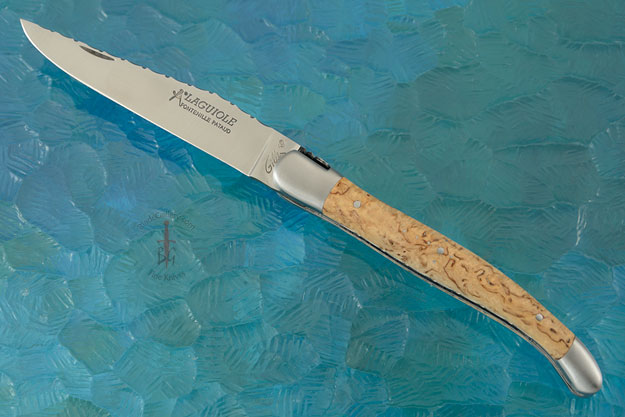 Laguiole Guilloché Picnic Knife, Masur Birch
