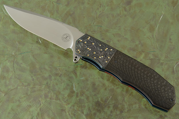 L44 Oak and Acorn Flipper with Carbon Fiber and Engraved Zirconium with Gold and Silver Inlay (Ceramic IKBS)