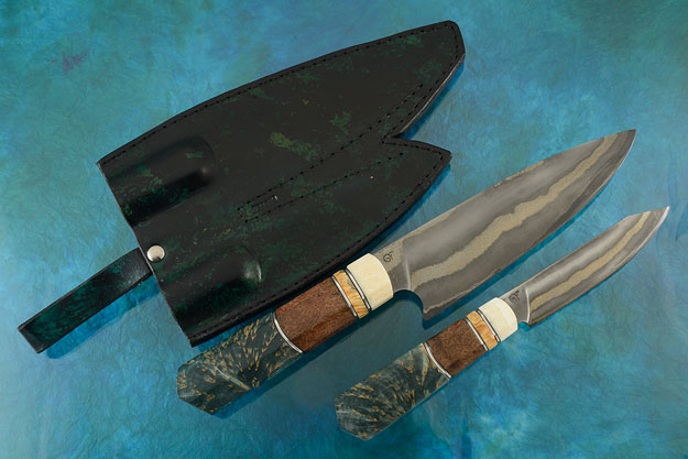 Damascus Chef's Knife (7-1/3 in) and Utility Knife (4-1/2 in) Set