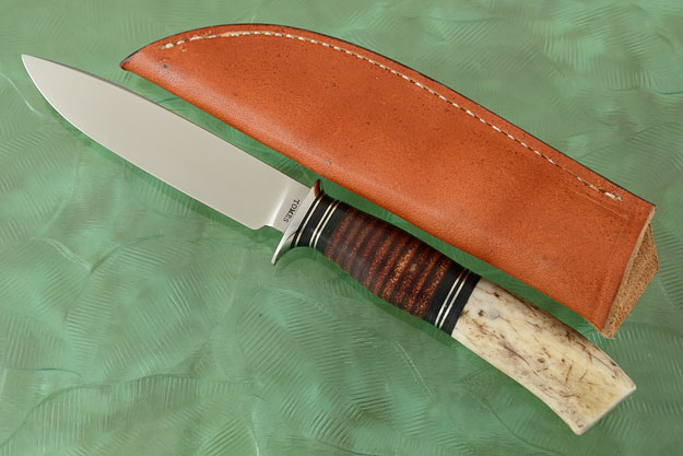 Drop Point Utility/Bird and Trout with Stag and Stacked Leather