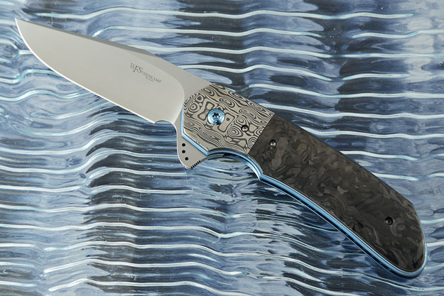 Nomad Flipper with Damascus and Marbled Carbon Fiber (IKBS)